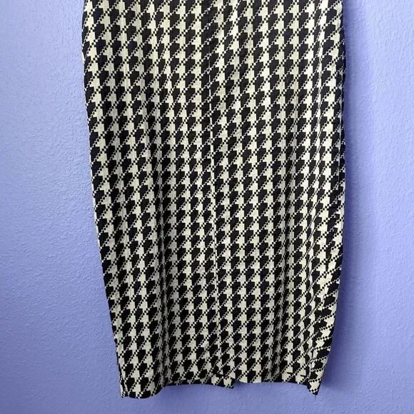 Women's Zara Basics Dress Pencil Skirt Small Houndstooth Dark Academia Punk Goth - Picture 8 of 9
